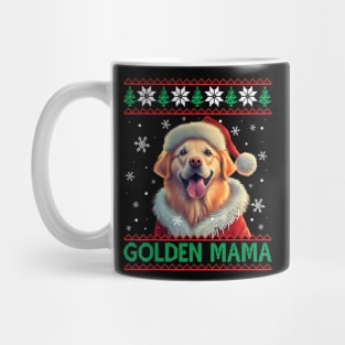 Golden Mama Golden Retriever Mom Santa Hat Ugly Christmas Mug